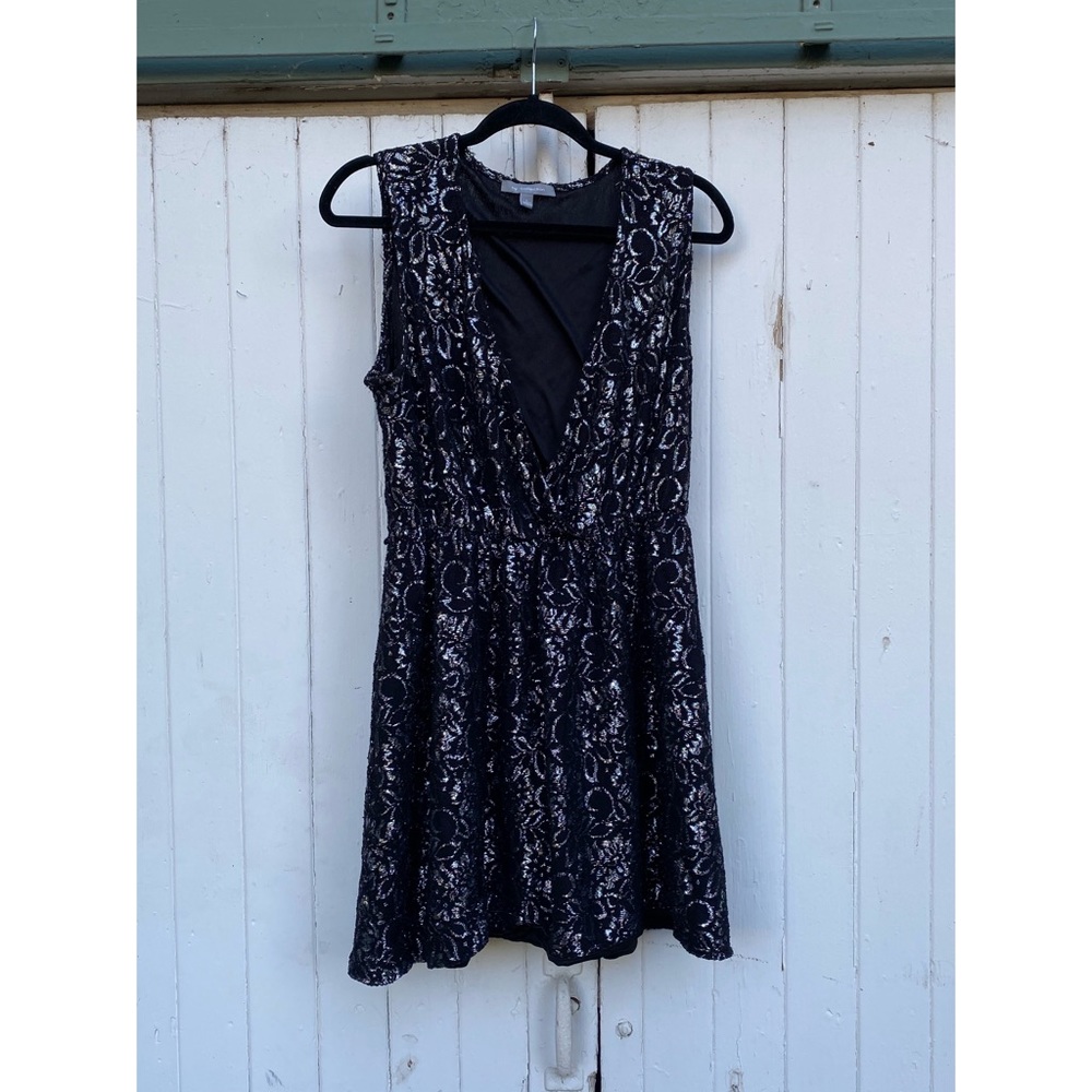 Black and Silver Lace Cocktail Dress
